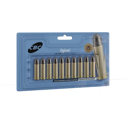 Munição CBC Calibre .38 SPL CHOG 158gr Blister 10un Munição CBC Calibre .38 SPL CHOG 158gr Blister 10un