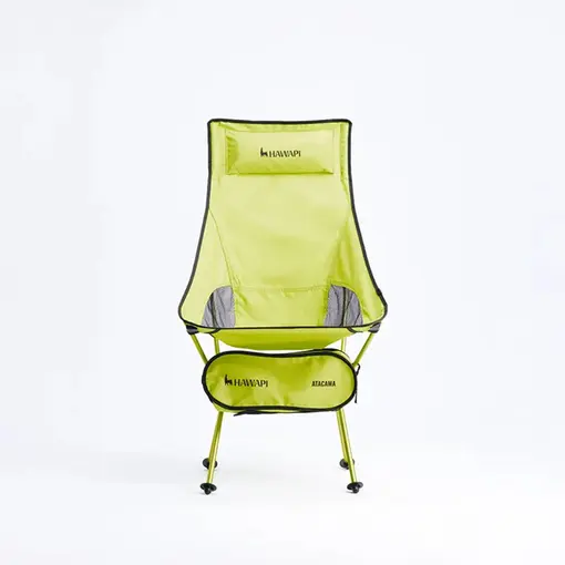 Cadeira Moon Chair Alumínio Atacama com Encosto de Cabeça Ultraleve Verde Limão e Preto - Hawapi