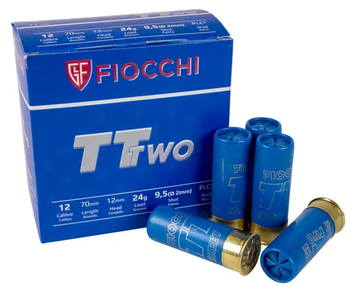 Cartucho Fiocchi 12 GA Câmara 70mm TT Two Chumbo 7½ 24g Caixa 25un
