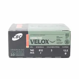 Cartucho CBC 36 GA Câmara 63,5,mm Chumbo T 12,5g Caixa 10un
