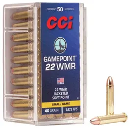 Munição CCI Calibre .22 WMR JSP 40gr Gamepoint Caixa 50 un