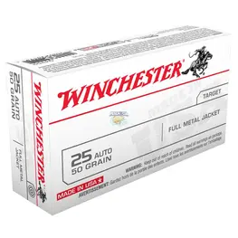Munição Winchester Calibre .25 Auto FMJ 50gr Target Caixa 50un