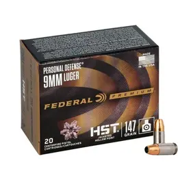 Municao Federal Calibre 9mm Luger JHP 147gr HST Caixa 20un