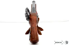 1127/G - REPLICA DECORATIVA NAO FUNCIONAL DE PISTOLA DE PEDERNEIRA (PARA CANHOTOS), FRANÇA, SÉCULO XVIII., SEM MECANISMO INTERNO, FABRICADA EM MADEIRA E ZAMAC
