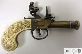 237/L - REPLICA DECORATIVA NAO FUNCIONAL DE PiSTOLA INGLESA FABRICADA POR BUNNEY, SÉC XVIII SEM MECANISMO INTERNO
