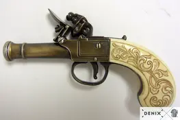 237/L - REPLICA DECORATIVA NAO FUNCIONAL DE PiSTOLA INGLESA FABRICADA POR BUNNEY, SÉC XVIII SEM MECANISMO INTERNO