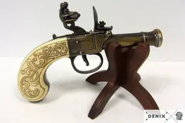 237/L - REPLICA DECORATIVA NAO FUNCIONAL DE PiSTOLA INGLESA FABRICADA POR BUNNEY, SÉC XVIII SEM MECANISMO INTERNO